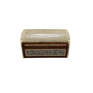Beautiful Shell and Wood Inlaid Velvet Lined Decorative Trinket Box